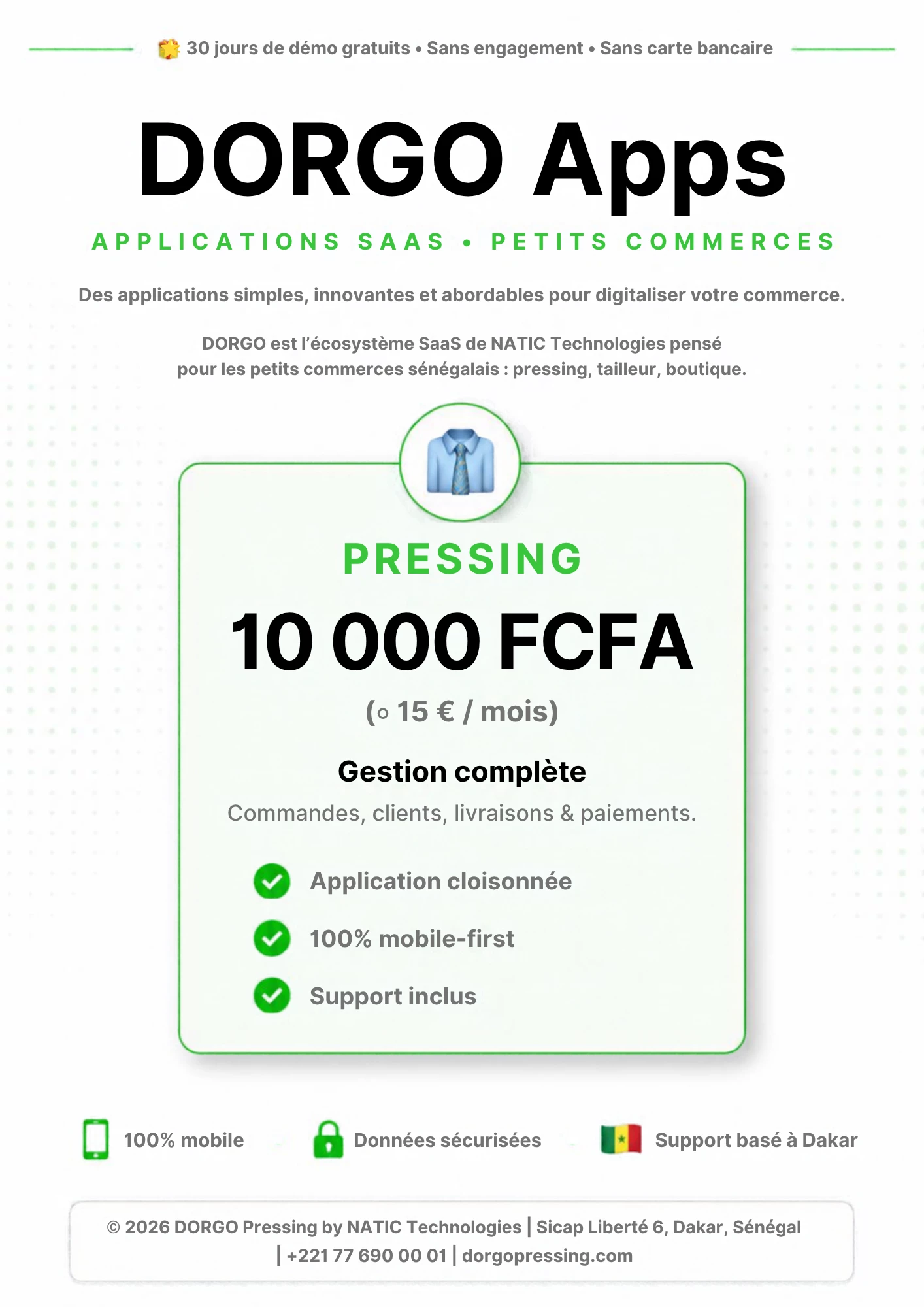 DORGO Apps SaaS marketing flyer